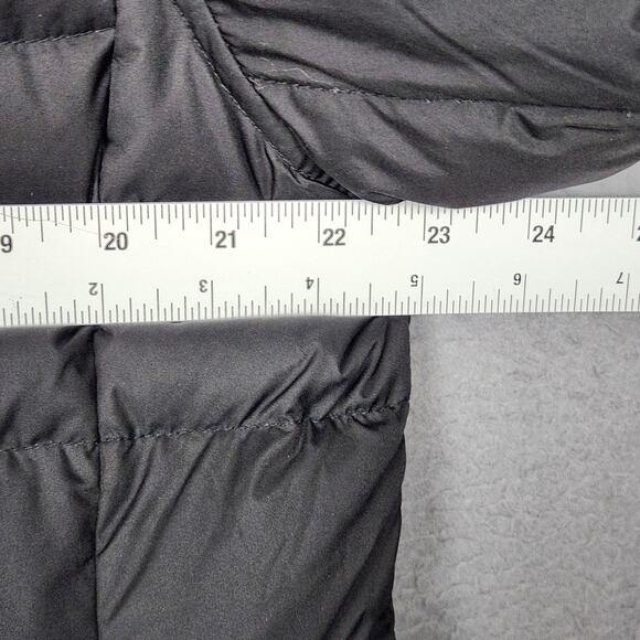 Lands End Goose Down Puffer Coat Large 14-16 Black Hooded Long Quilted Parka - Picture 3 of 13